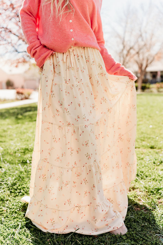 THE LARISSA FLORAL PRINT SKIRT IN YELLOW