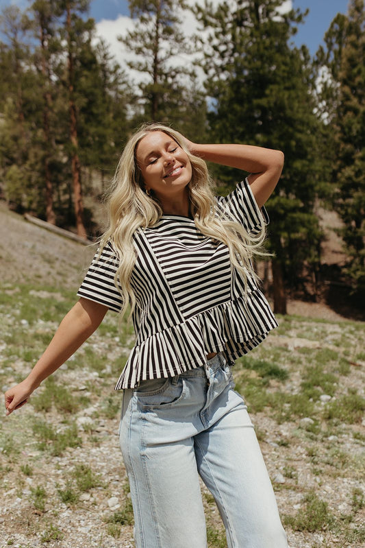 THE FRENCHIE STRIPE TERRY TOP IN BLACK