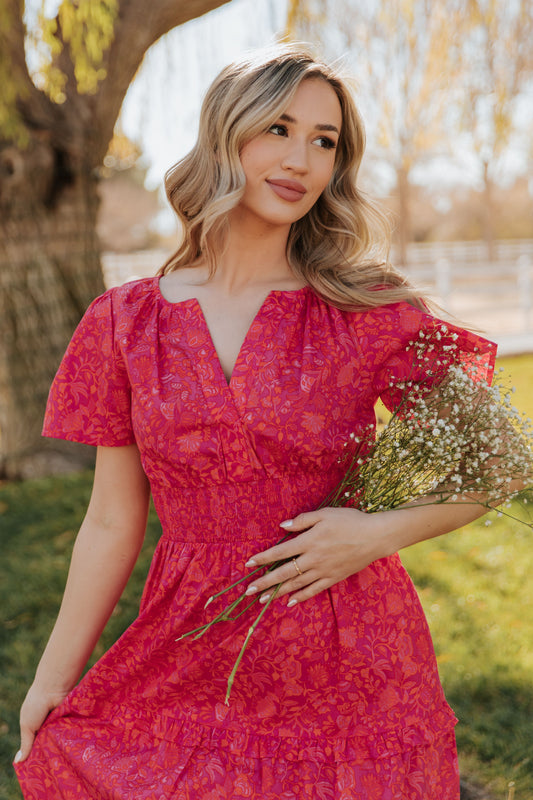 THE PALMER POPLIN DRESS IN PINK FLORAL
