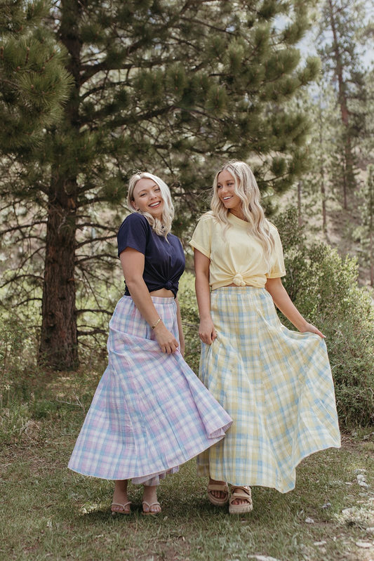 THE EFFIE PLAID MAXI SKIRT IN YELLOW