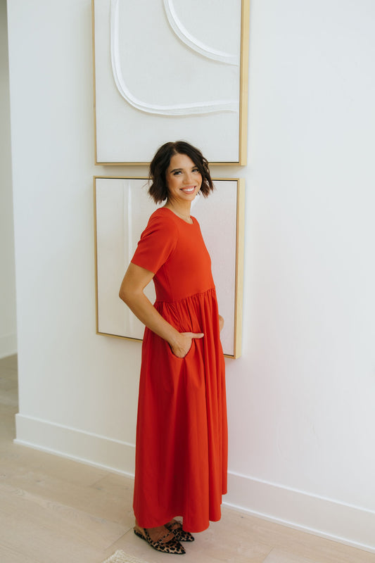 THE FAYE SOLID MAXI DRESS IN RED