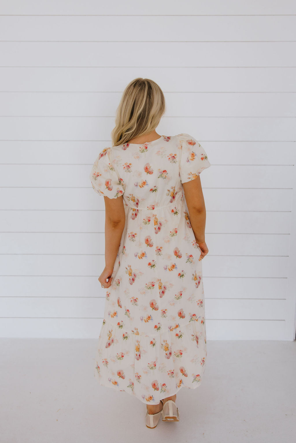 THE REN ROMANTIC MIDI DRESS IN CREAM FLORAL