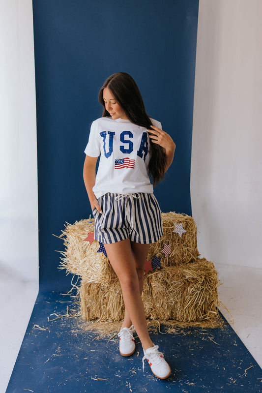 THE USA FLAG TEE IN WHITE BY PINK DESERT