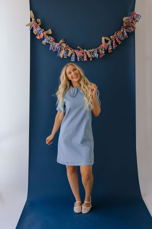 THE NICKIE DENIM MIDI DRESS IN LIGHT DENIM