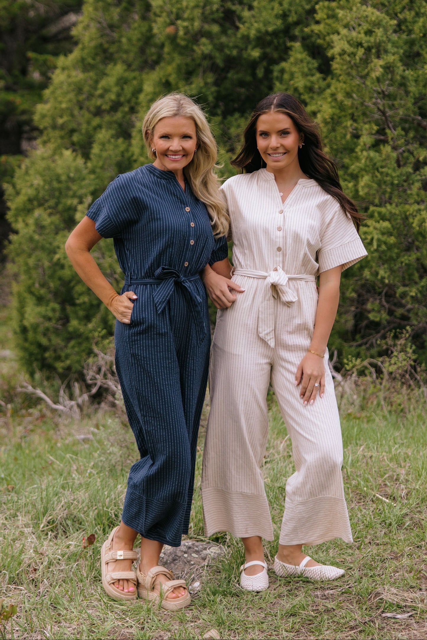 THE EMBER STRIPE JUMPSUIT IN NAVY