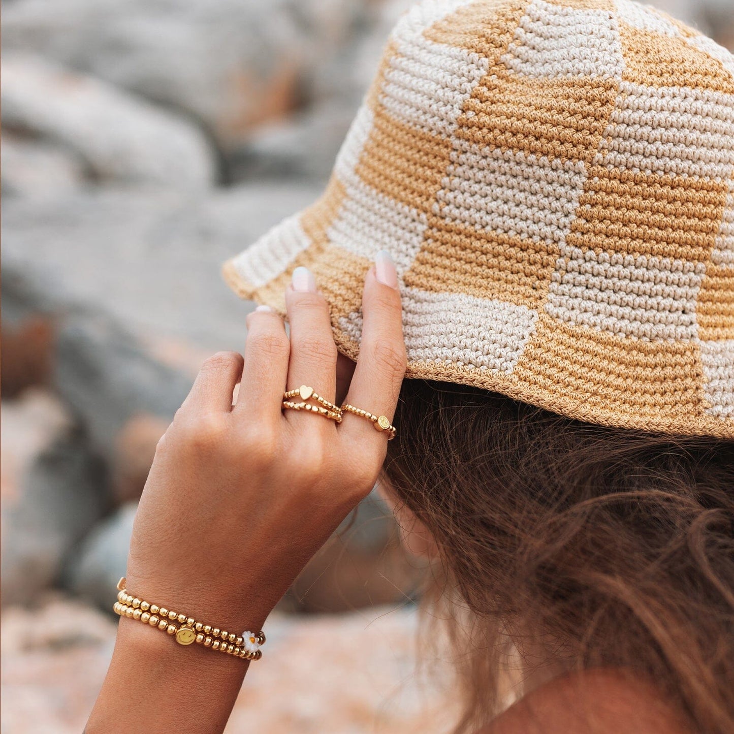 PURA VIDA FACETED BEAD STRETCH RING