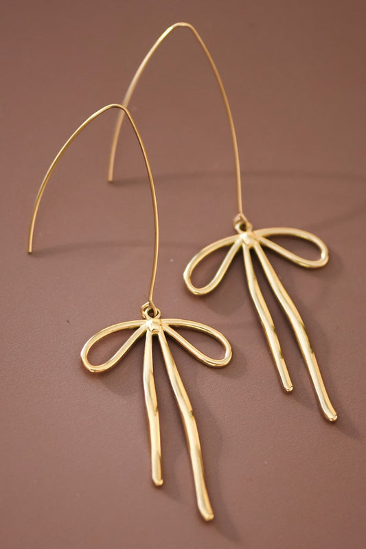 THE DAINTY BOW THREADER EARRINGS