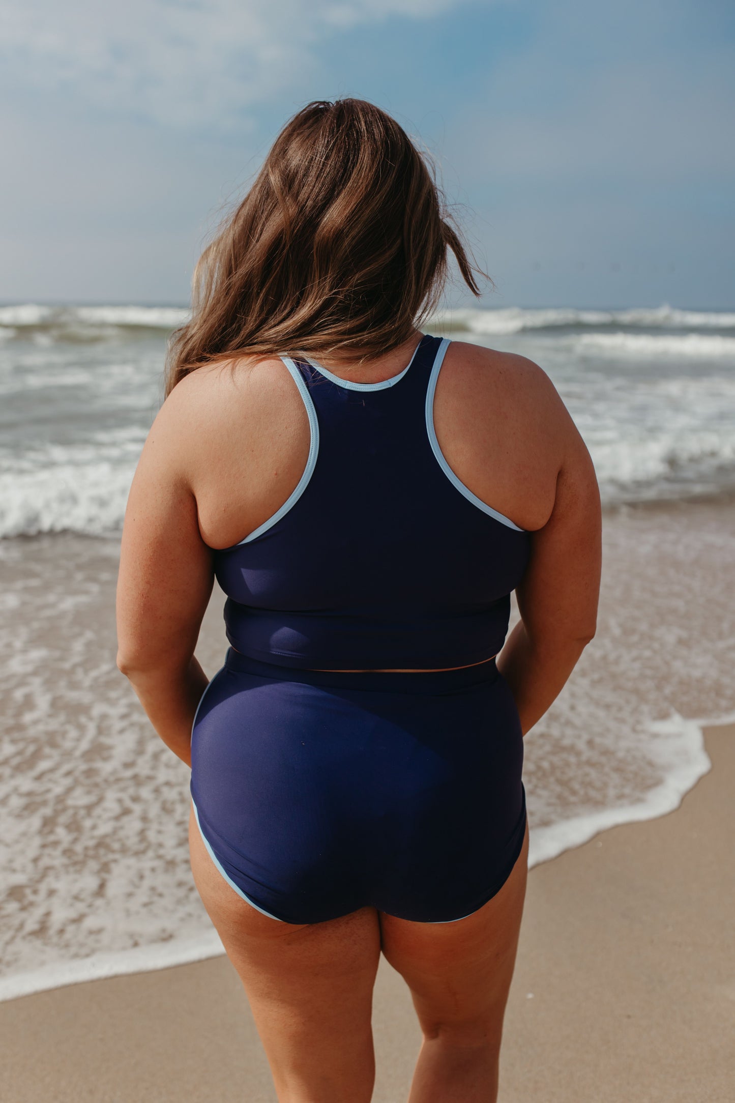 SURFS UP TWO PIECE IN NAVY WITH CONTRAST TRIM BY PINK DESERT