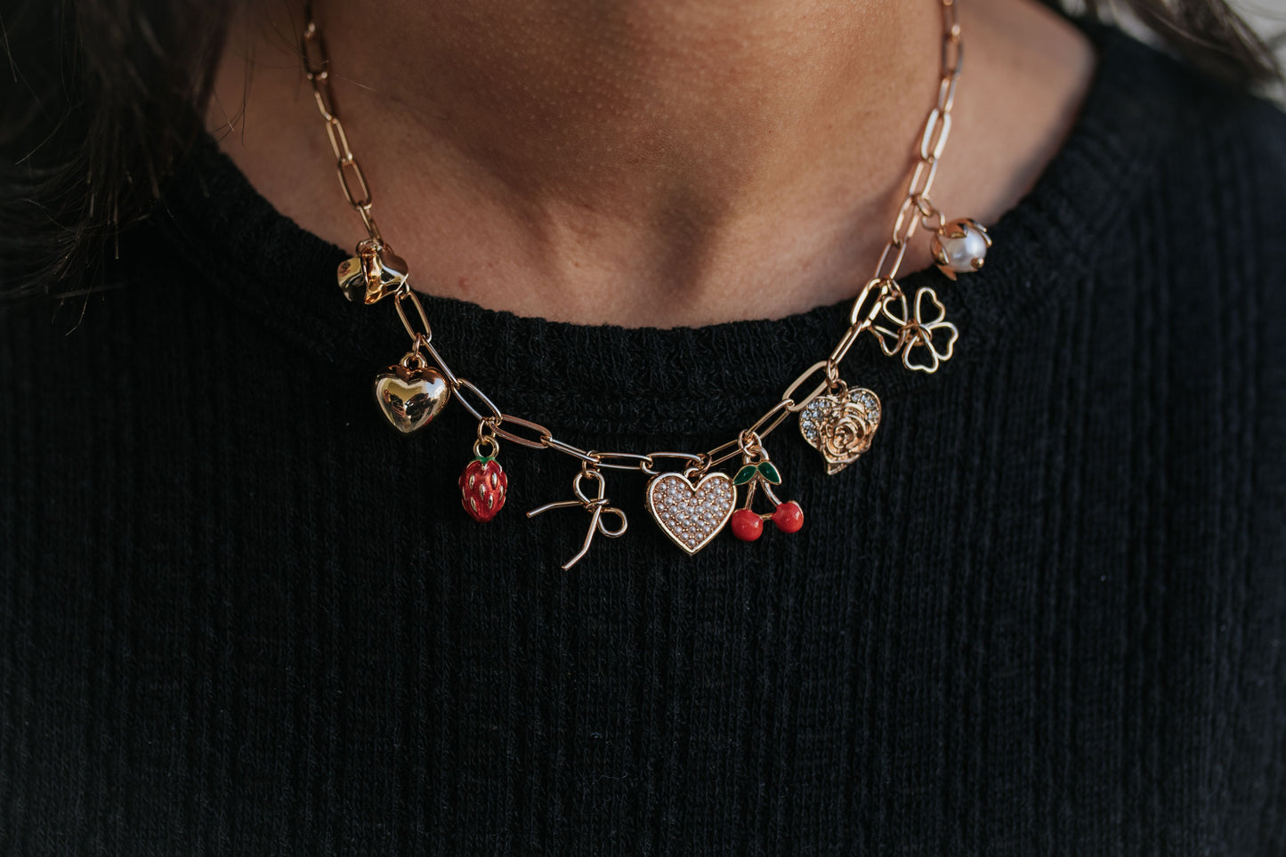 THE DAINTY MULTI CHARM NECKLACE IN GOLD