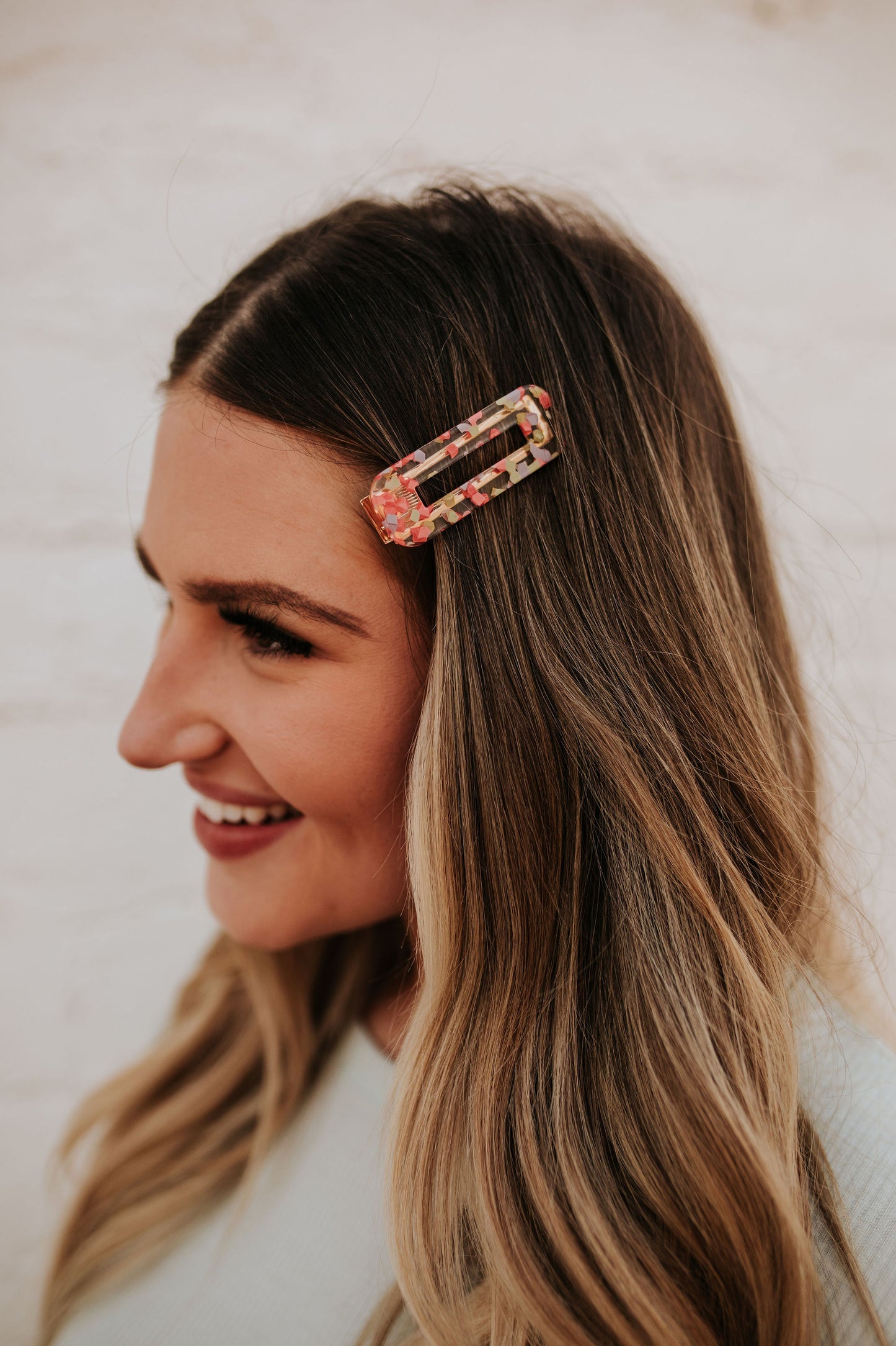 THE RECTANGULAR CONFETTI PRINT HAIR CLIP