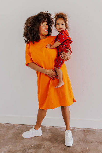 THE EASY DOES IT POCKET T-SHIRT DRESS BY PINK DESERT IN ORANGE