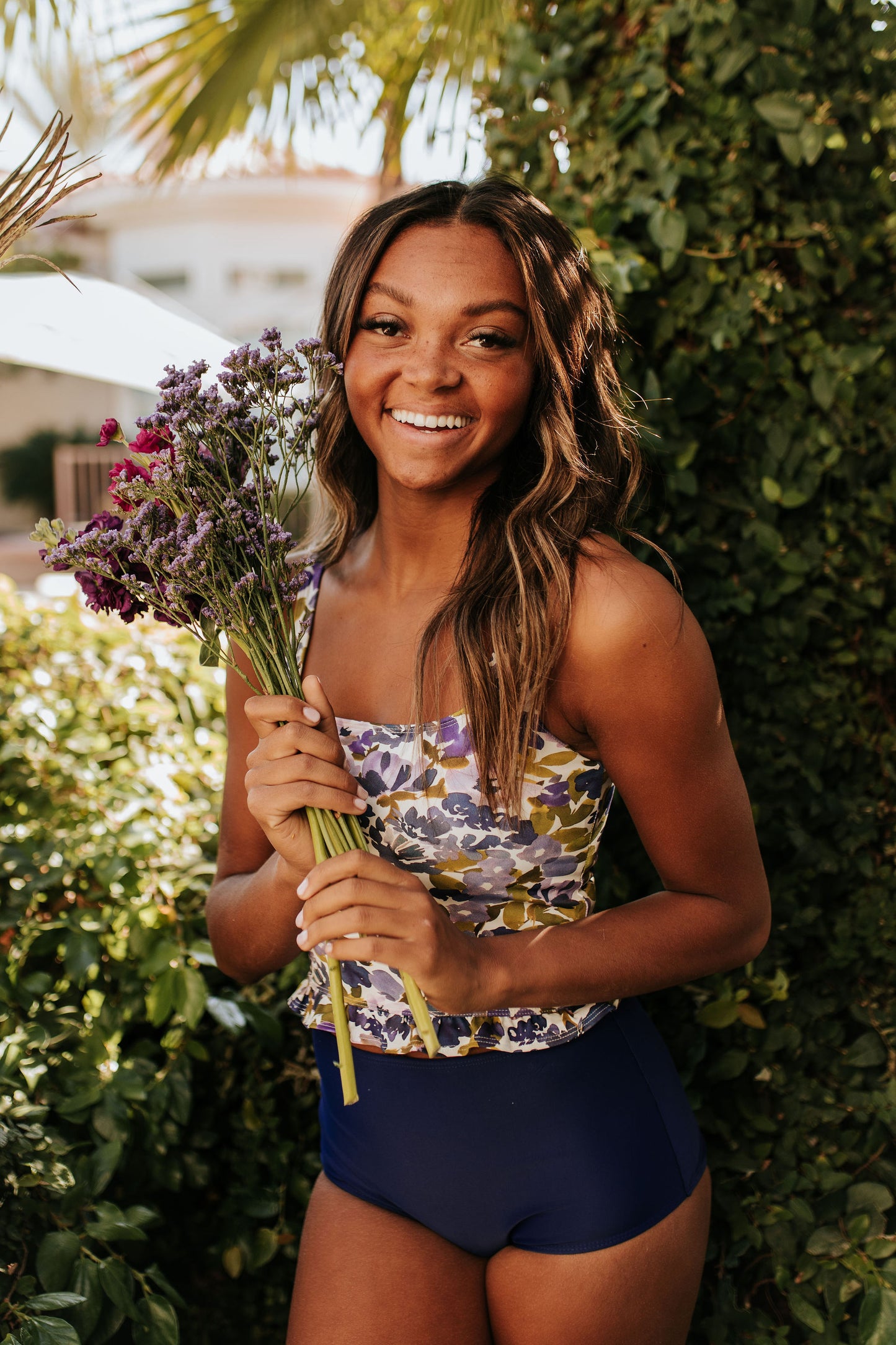 PINK DESERT VINTAGE HIGH WAIST SWIM BOTTOM IN INDIGO