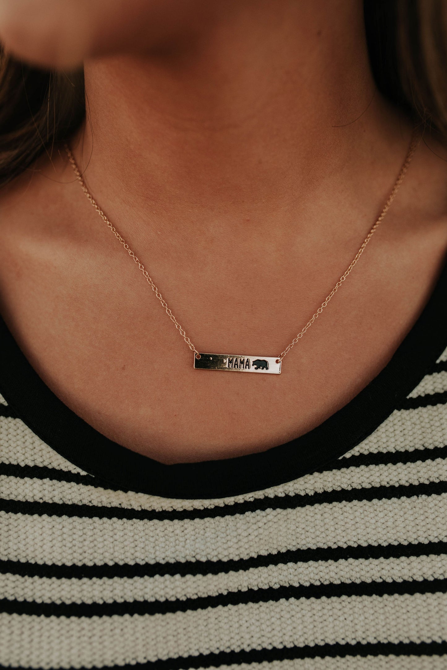 THE MAMA BEAR GOLD BAR NECKLACE