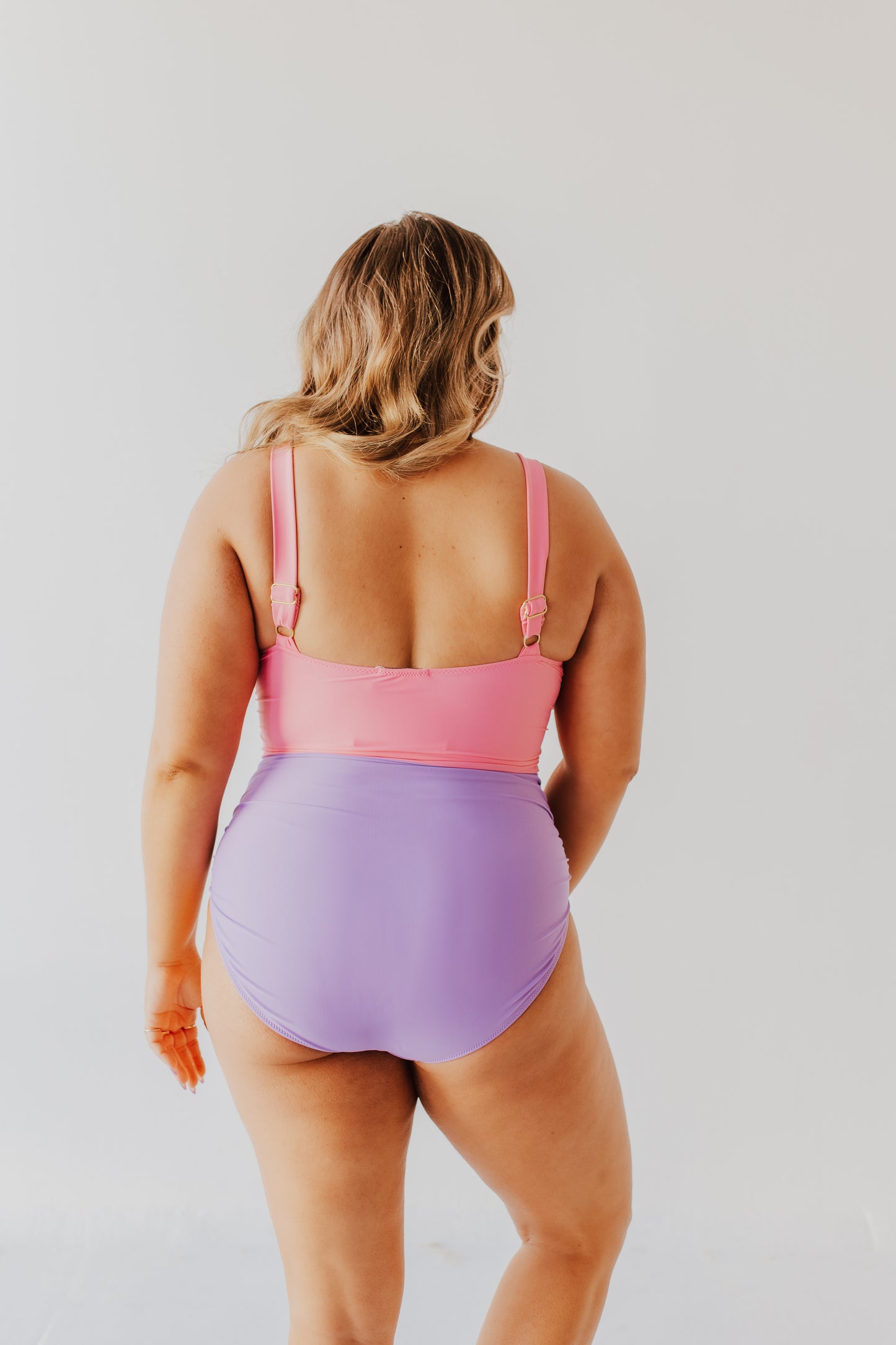 SARAH WRAP ONE PIECE IN BUBBLEGUM COLOR BLOCK BY PINK DESERT