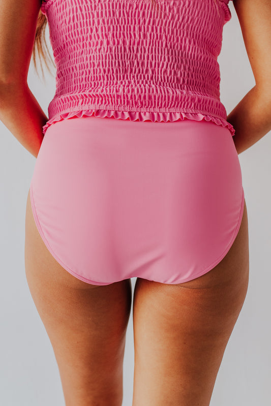 VINTAGE HIGH WAIST SWIM BOTTOM IN BUBBLEGUM BY PINK DESERT