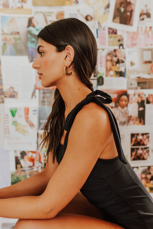 KATE TIE STRAP ONE PIECE IN CLASSIC BLACK BY PINK DESERT