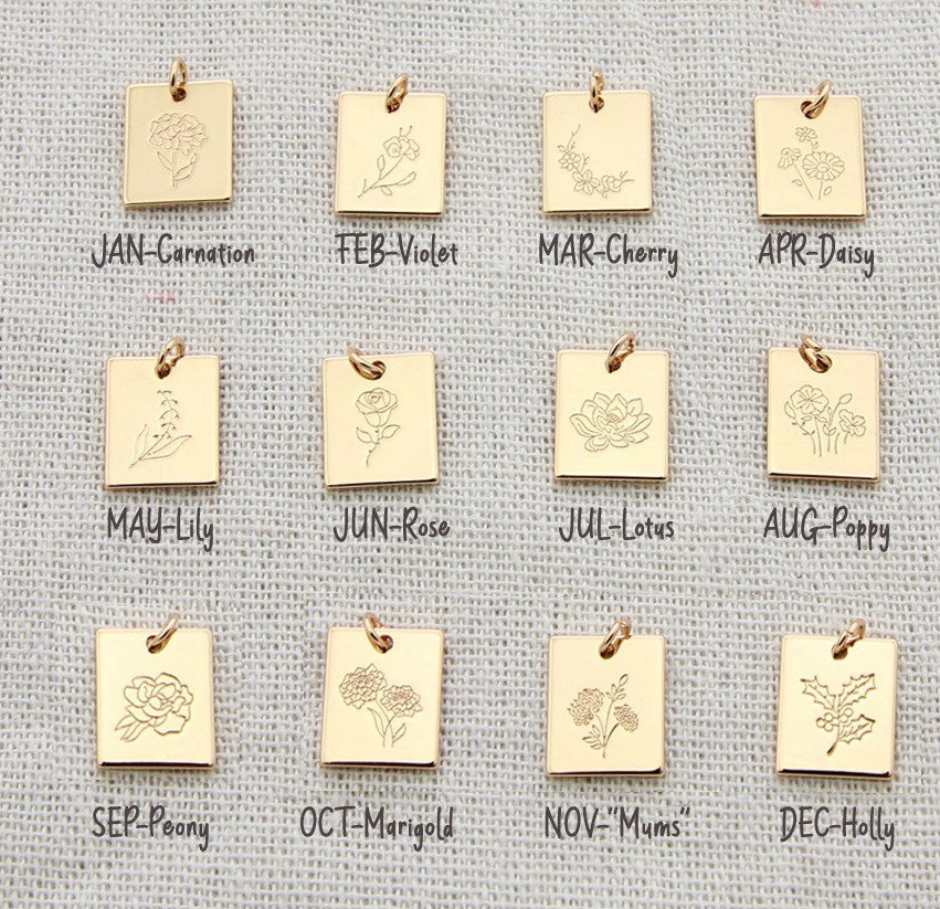 THE RECTANGLE BIRTH FLOWER NECKLACE