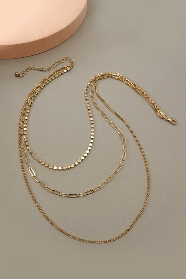 THE TRIPLE LAYER CHAIN NECKLACE IN GOLD