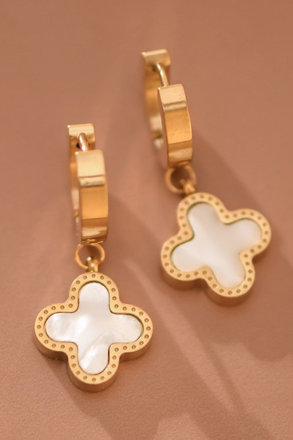 THE LUCKY CLOVER HUGGIE EARRINGS