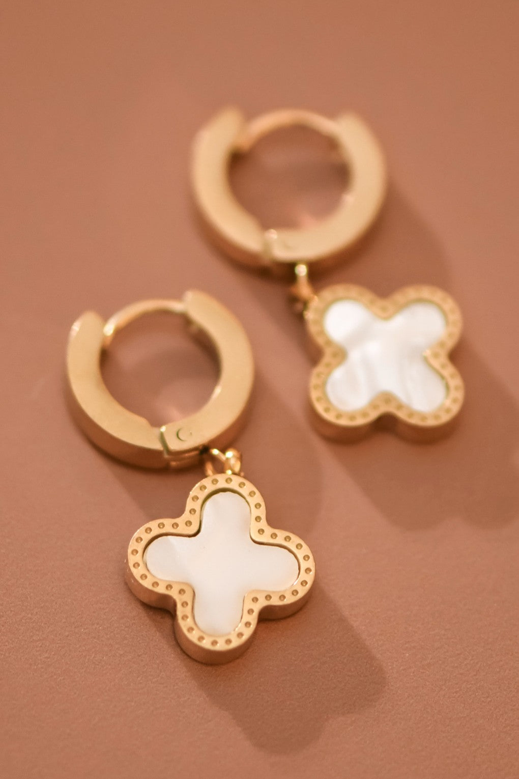 THE LUCKY CLOVER HUGGIE EARRINGS