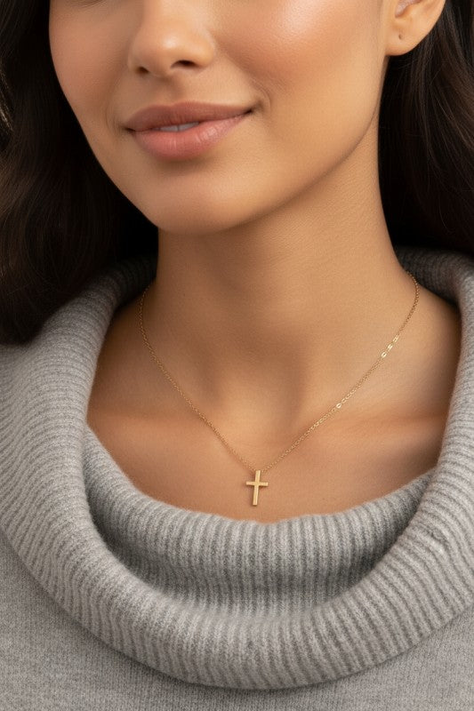 THE STAINLESS STEEL CROSS NECKLACE IN GOLD