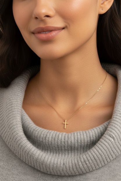 THE STAINLESS STEEL CROSS NECKLACE IN GOLD