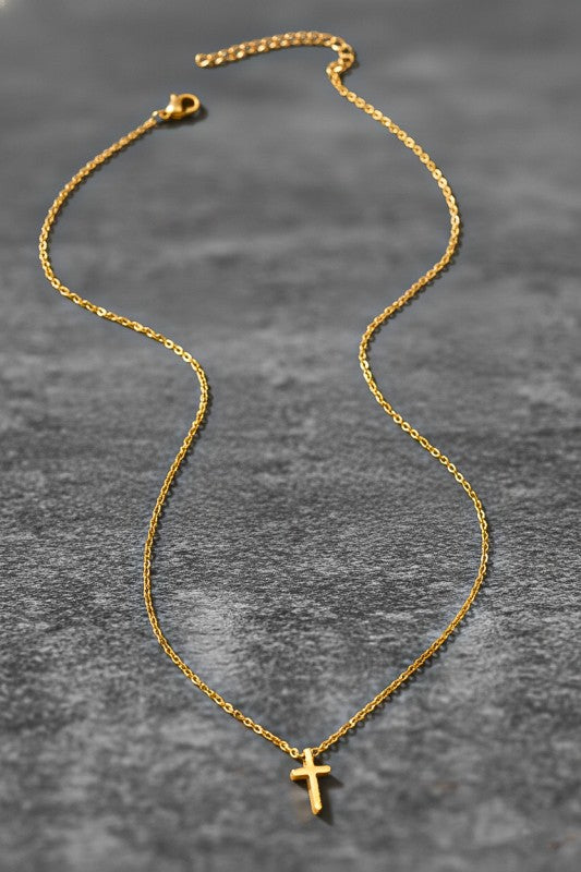 THE STAINLESS STEEL CROSS NECKLACE IN GOLD