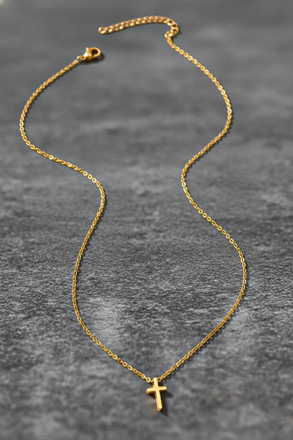 THE STAINLESS STEEL CROSS NECKLACE IN GOLD