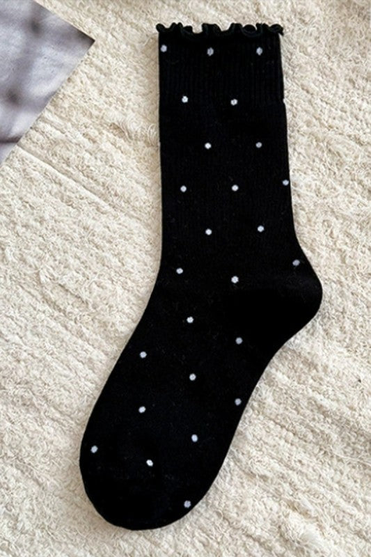 THE RUFFLE TRIM POLKA DOT SOCKS
