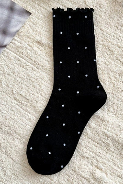 THE RUFFLE TRIM POLKA DOT SOCKS