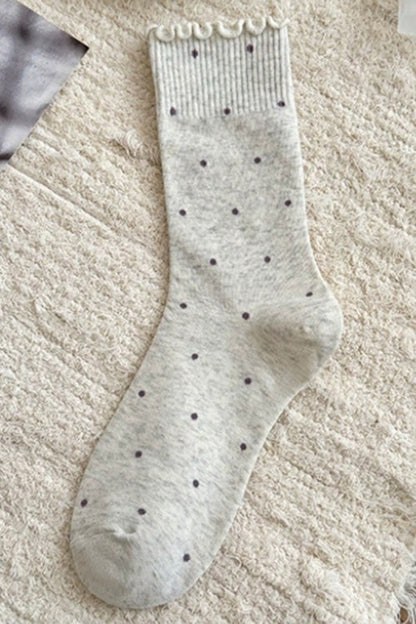 THE RUFFLE TRIM POLKA DOT SOCKS