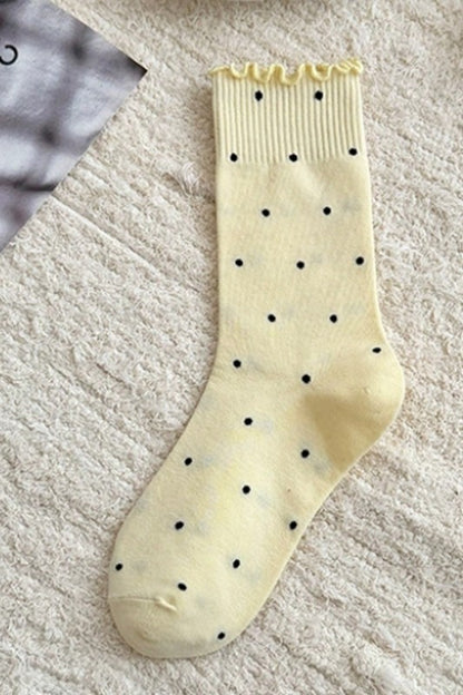 THE RUFFLE TRIM POLKA DOT SOCKS