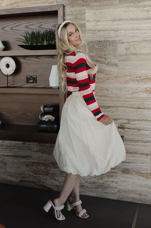 THE BONNIE CRINKLE BUBBLE MIDI SKIRT IN CREAM Pink Desert THE BONNIE CRINKLE BUBBLE MIDI SKIRT IN CREAM Pink Desert
