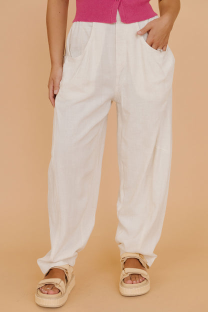 THE TRISTEN BARREL PANTS IN OATMEAL