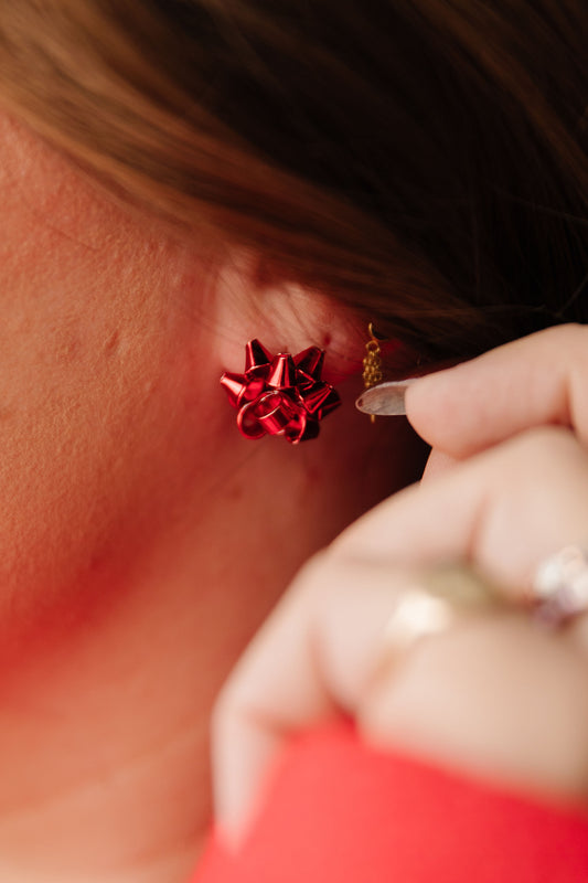 THE HOLIDAY BOW STUD EARRINGS SMALL