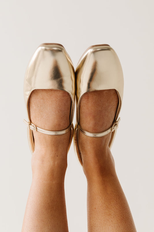 THE BINDEE MARY JANE FLAT IN METALLIC GOLD