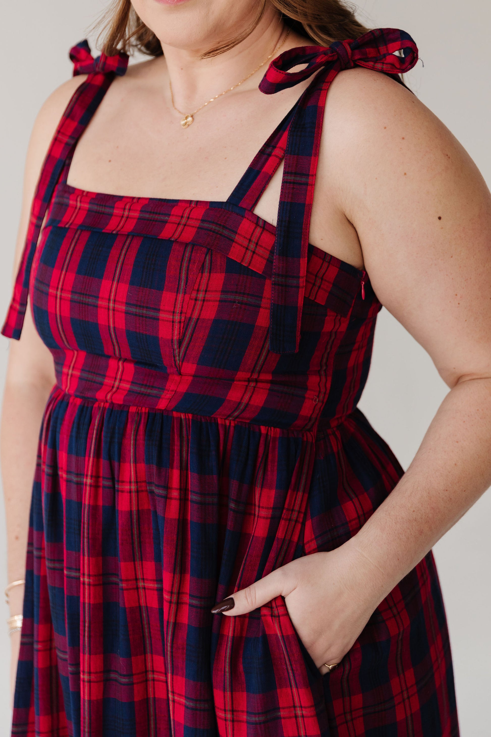 THE KATHERINE TARTAN MAXI IN RED PLAID Pink Desert THE KATHERINE TARTAN MAXI IN RED PLAID Pink Desert