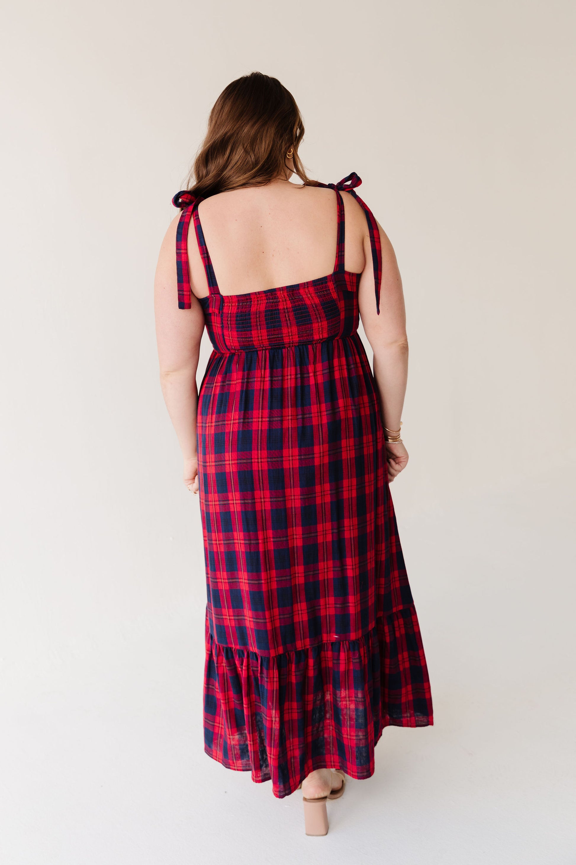 THE KATHERINE TARTAN MAXI IN RED PLAID Pink Desert THE KATHERINE TARTAN MAXI IN RED PLAID Pink Desert