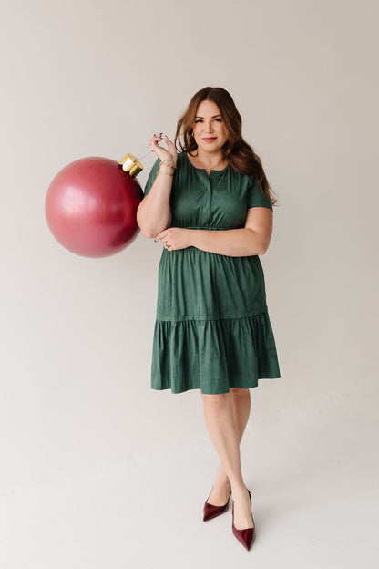 THE JASMINE SUEDE DRESS IN HUNTER GREEN