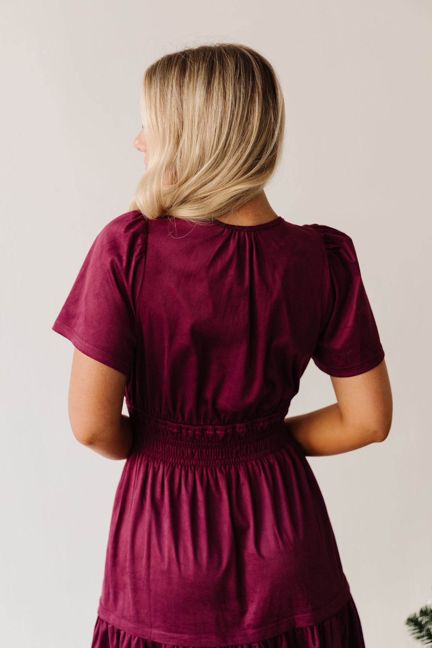 THE JASMINE SUEDE DRESS IN WINE RED