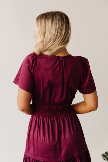 THE JASMINE SUEDE DRESS IN WINE RED