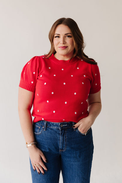 THE PEYTON POLKA DOT SWEATER IN RED