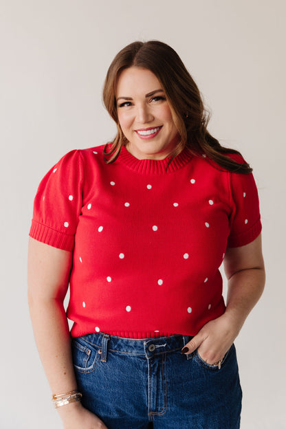 THE PEYTON POLKA DOT SWEATER IN RED