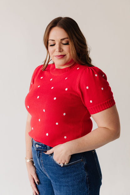 THE PEYTON POLKA DOT SWEATER IN RED