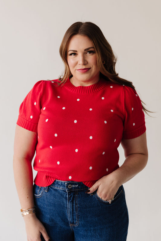 THE PEYTON POLKA DOT SWEATER IN RED