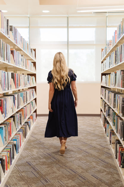 THE SHANIA TIE FRONT MAXI DRESS IN NAVY
