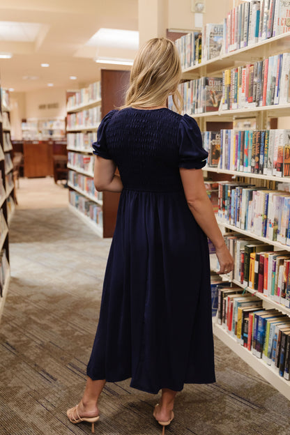 THE SHANIA TIE FRONT MAXI DRESS IN NAVY