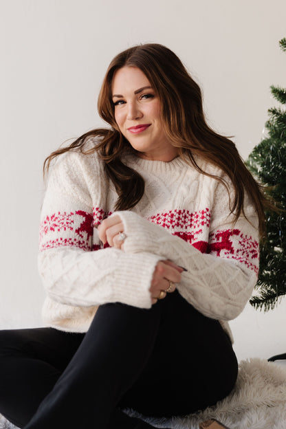 THE REINDEER KNIT SWEATER IN CREAM