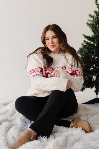 THE REINDEER KNIT SWEATER IN CREAM