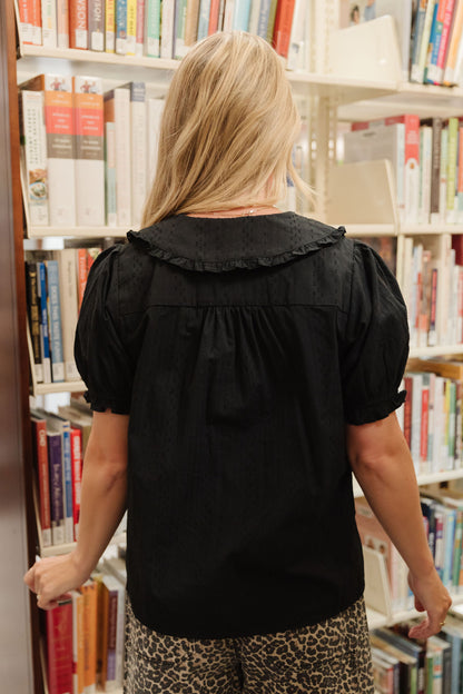 THE PETER COLLARED BLOUSE IN BLACK